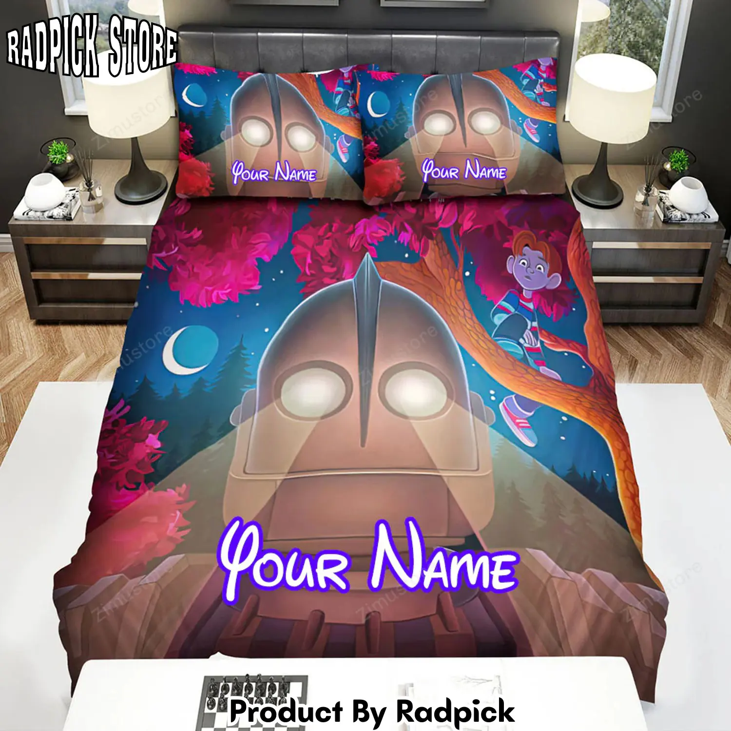 Radpick the iron giant glowing eyes movie poster bed sheets duvet cover personalized name bedding sets rp3271197